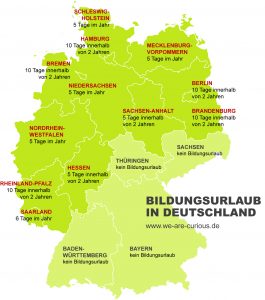 Karte Bildungsurlaub in Deutschland nach Bundesländern