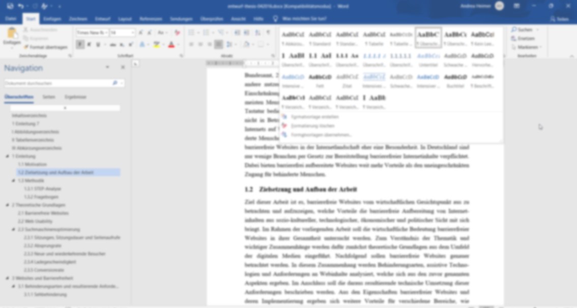 Arbeiten mit Überschriften und Unterüberschriften in Microsoft Word